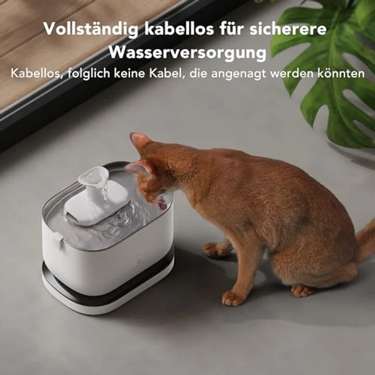 PETLIBRO Trinkbrunnen für Katze Kabellos mit Bewegungsmelder, 2,5L/84oz Dockstream Batteriebetrieben Katzenbrunnen Kabellos mit Akku 5000mAh, 23dB Ultraleise, Einfache Reinigung, BPA-frei – Bild 4