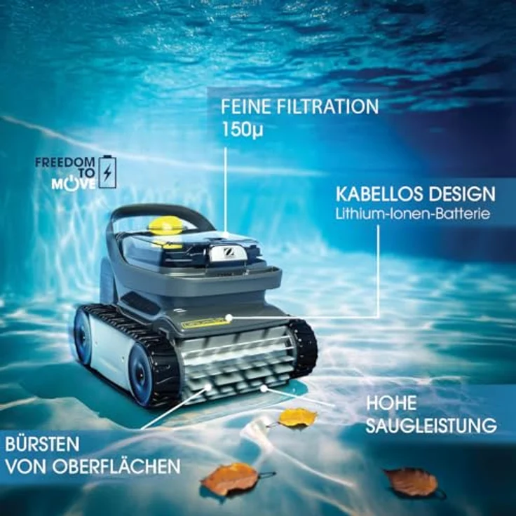 Zodiac OP 32, Automatischer kabelloser Poolreiniger, 6 kg, Lithium-Ionen-Akku, für Pools bis 8x4 m, einfache Wartung mit zugänglichem Filter – Bild 2