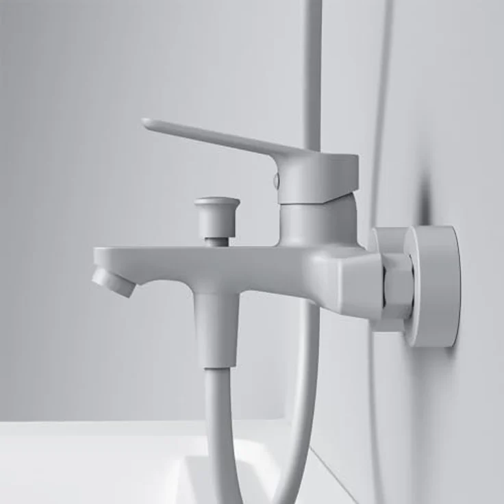 AM.PM FTA10033 Einhebel-Wannenarmatur, Brausearmatur mit SoftMotion Keramikkartusche, Aufputz, weiß, 2-Loch Installation – Bild 9