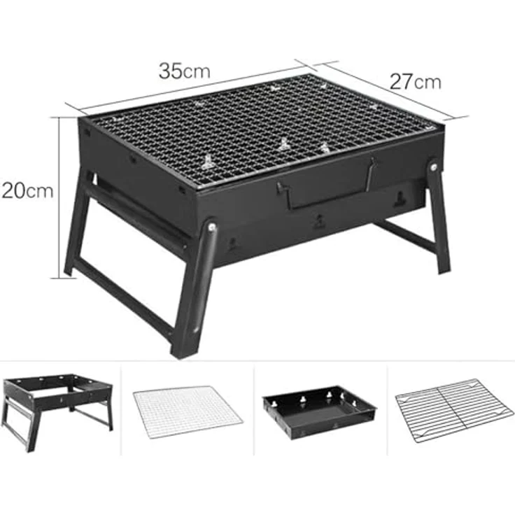 35x27x20 cm Holzkohlegrill Tragbar, Klappgrill, tragbarer Koffergrill, BBQ Faltgrill für Camping, Picknicks, Urlaub, Strandpartys und andere Outdoor-Aktivitäten, Reisegrill, Koffergrill – Bild 2