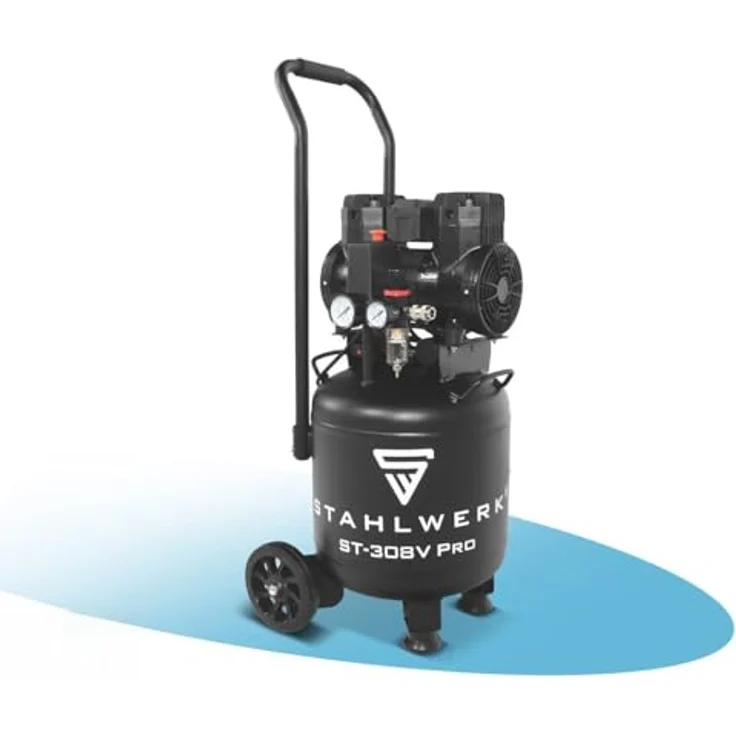STAHLWERK Kompressor ST-308V Pro, 30 L, 1,97 PS, 8 bar, 250 l/min, ölfrei, leise 70 dB – Bild 1