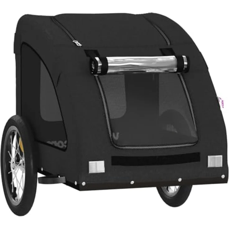 vidaXL Hunde-Transportbox Fahrradanhänger Schwarz Oxford-Gewebe und Eisen, für kleine Hunde und Katzen, 45 kg Tragfähigkeit – Bild 5