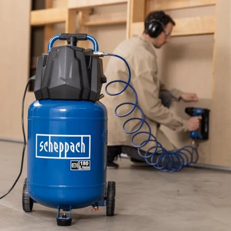 Scheppach Druckluft Kompressor stehend HC35V | 10bar Druck | 30L Kessel | 230V 1500W | Ansaugleistung 180 l/min | ölfrei & wartungsarm | Druckminderer – Bild 9