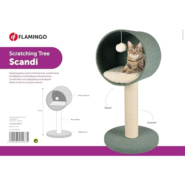 Flamingo 560549 Scandi Kratzbaum, Katzenkratzbaum in Scandi Sofa Grün – Bild 2