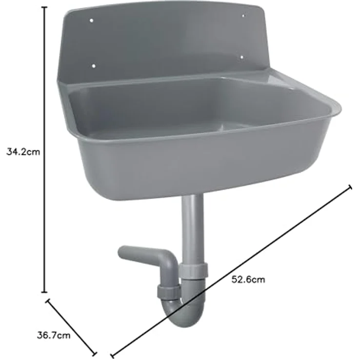 Haas Otto Kunststoffspüle Kunstsoff-Universal-Ausgussbecken "Greta", 36.7/52.6 cm, Grau, CO2 und Primärenergie sparend – Bild 5