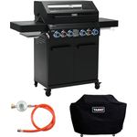 TAINO PLATINUM YAMARA DARK 4+2 Gasgrill Set Stahl 4 Brenner Keramik Sear-Burner Keramik Backburner Piezo-Zündung Abdeckhaube