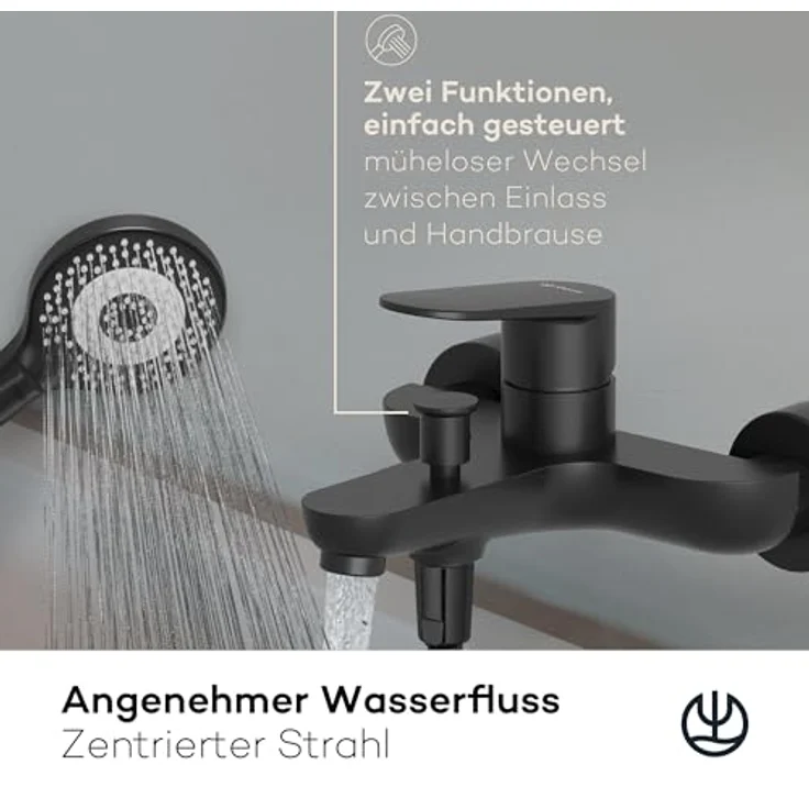 KLUDI X1 Badewannenarmatur für 2 Verbraucher, Einhandmischer mit S-Anschlüssen, Aufputzmontage, Schwarz Matt – Bild 3
