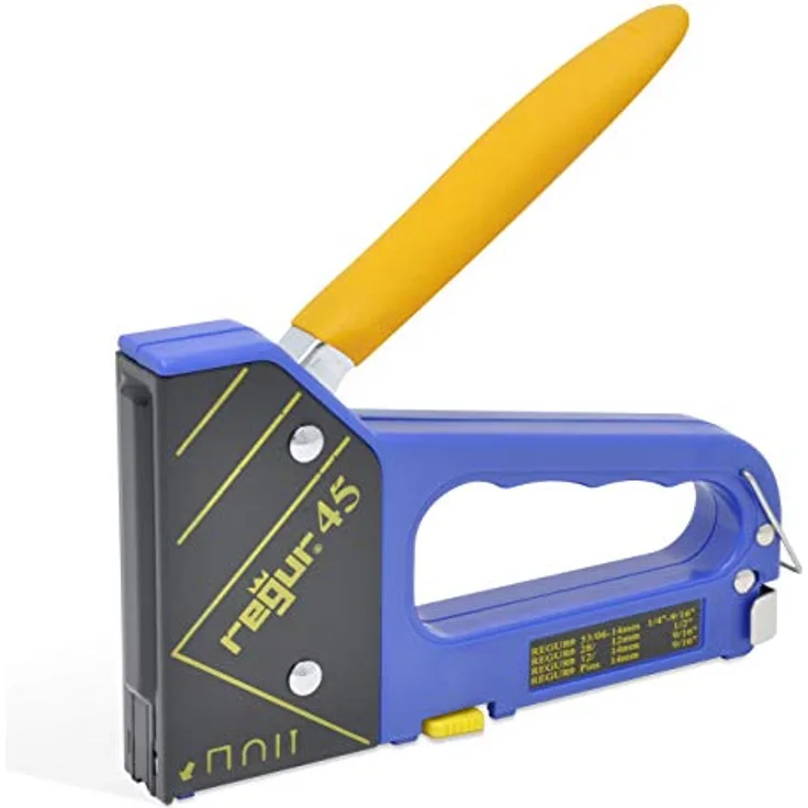 Regur REGUR 45 Handtacker - 4-in-1 Multifunktions-Tacker für Feindraht-Klammern, Bogen-Klammern, Tackernägel und Pins, präzise und robust für vielseitige Anwendungen