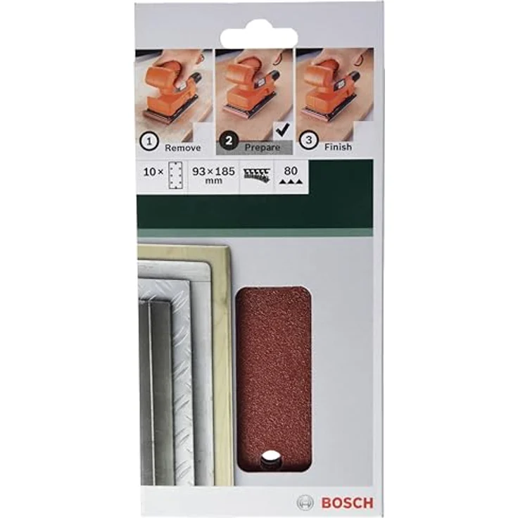 Bosch Schleifblatt (für Schwingschleifer verschiedene Materialien, 10 Stück, 93 x 185 mm, Körnung 80) - Preisvergleich – Bild 4