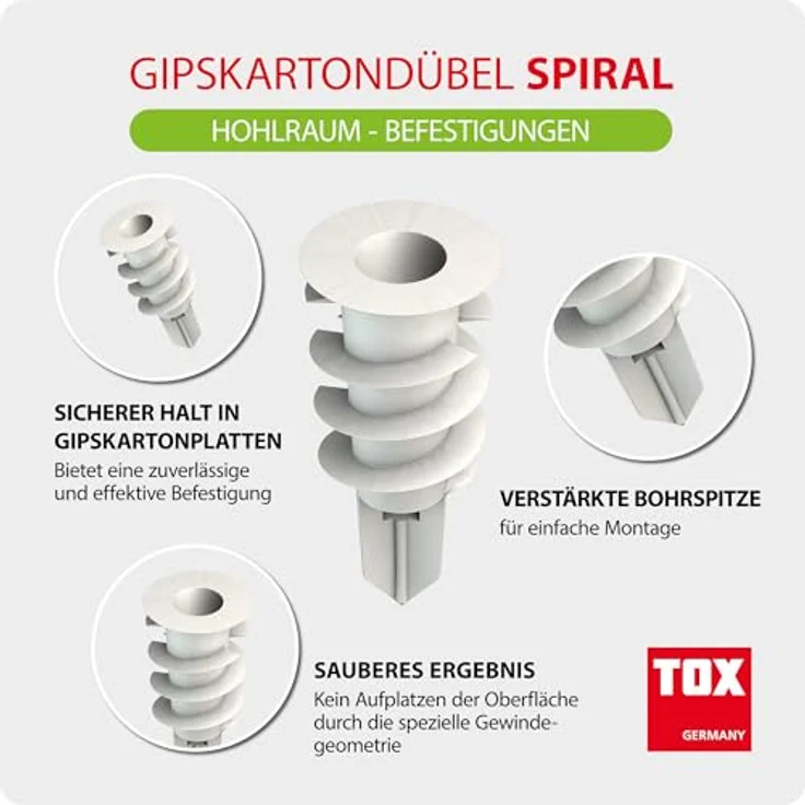 TOX Gipskartondübel Spiral 32 mm, 50 Stück, 068100231 – Bild 3