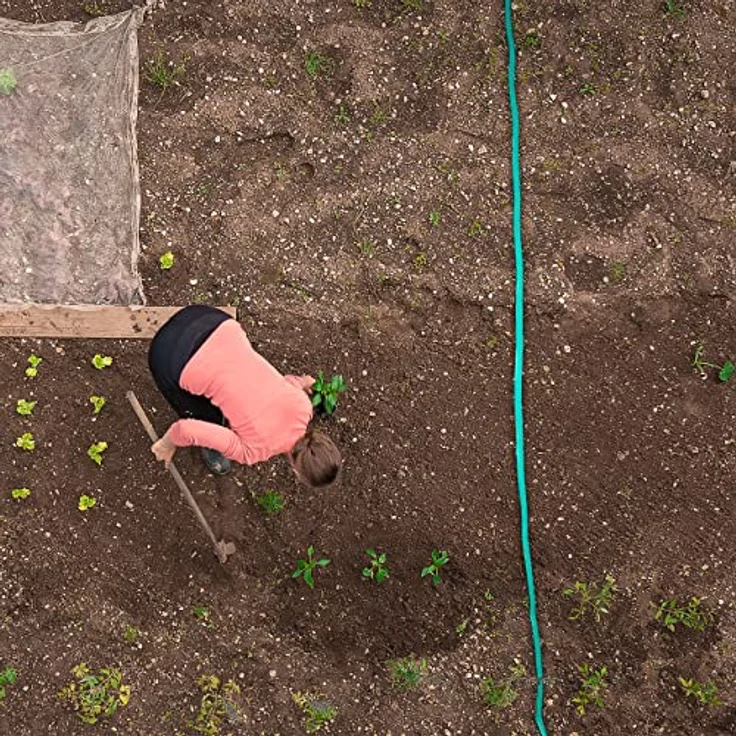 Relaxdays Bewässerungsschlauch, 5 m flach, perforierter Schlauchregner für gleichmäßige Beetbewässerung, anschlussfertig, grün – Bild 3