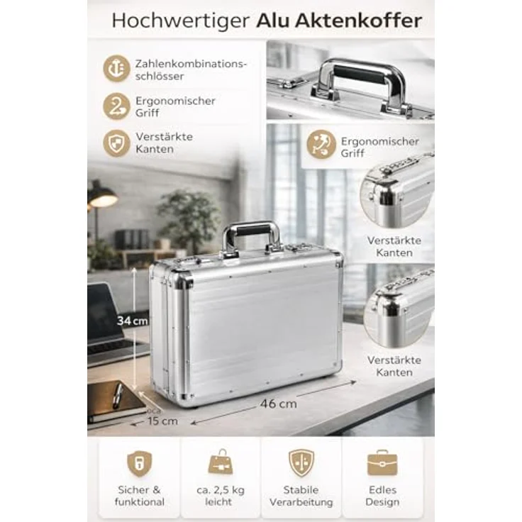 Alumaxx Alu-Aktenkoffer Taurus-45114 45,3 x 33,5 x 15,0 cm – Bild 9