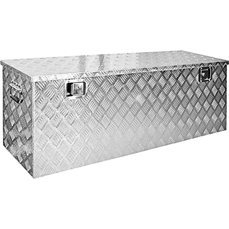 Trucky D210 Werkzeugbox, robuste Aluminium Deichselbox mit 2 Schlössern und 4 Schlüsseln, 129 x 39 x 45 cm