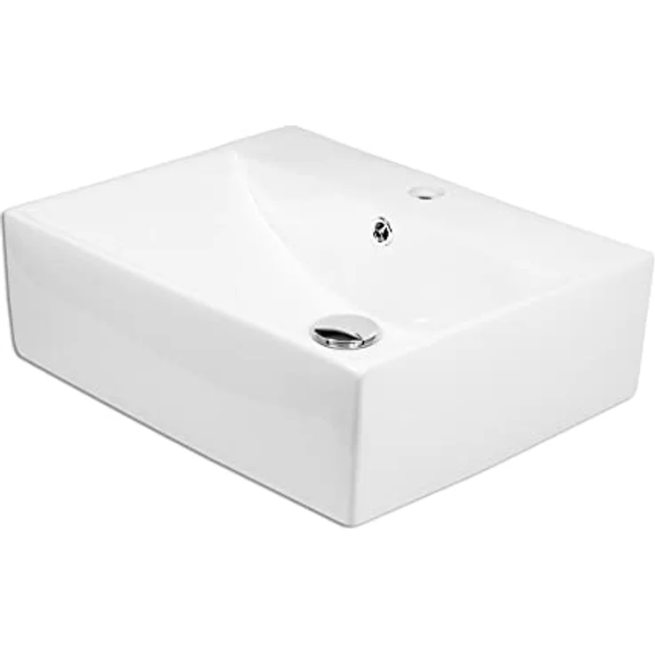 STABILO Sanitaer Keramik Wandhängewaschbecken rechteckig 505x405x160 mm weiß Komplettset – Bild 1