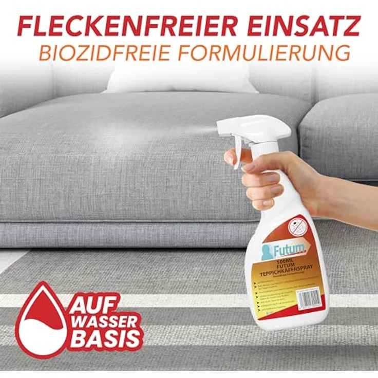 FUTUM Teppichkäferspray, biozidfreie Formel auf Wasserbasis, geruchsarm, 30 l, Käfer Abwehr – Bild 6