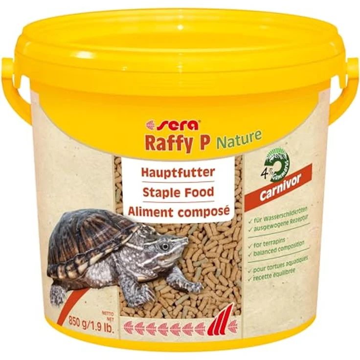 sera Raffy P Nature, Wasserschildkröten Futter 3,8l (850 g), schwimmendes Granulat, reich an Omega-Fettsäuren und Vitaminen, made in Germany – Bild 1