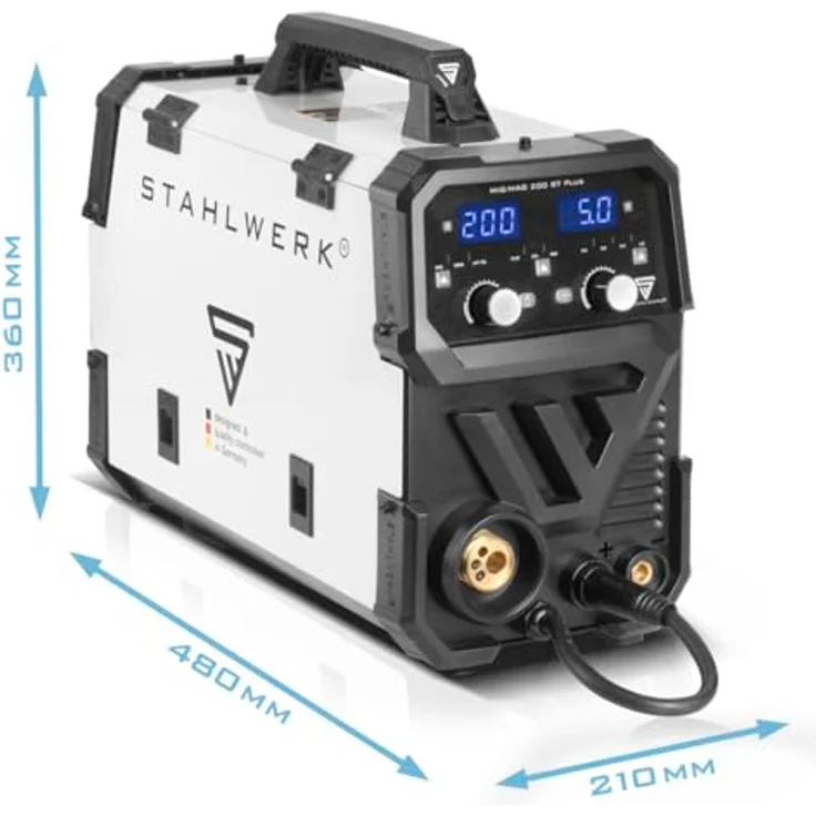 STAHLWERK Schutzgasschweißgerät Schweißgerät MIG MAG 200 ST PLUS, IGBT Inverter mit 200 A synergischem Drahtvorschub, blau – Bild 5