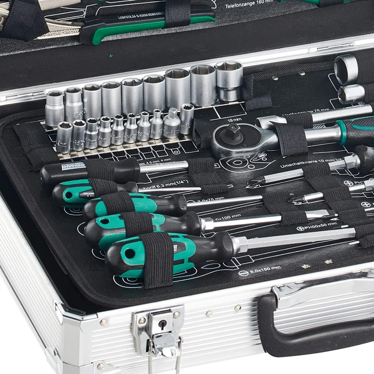 Brüder Mannesmann M29075 Alu-Werkzeugkoffer bestückt, 108-tlg, 3 Lagen mit Unterteil – Bild 2