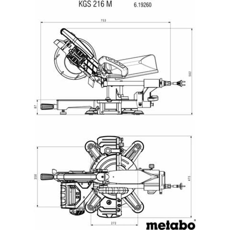 Metabo KGS 216 M Kapp- und Gehrungsäge I Zug- und Kappfunktion, 1500 W, Sägeblatt D 216 mm, Schnittbreite 305 mm, beidseitig schwenkbarer und nach links neigbarer Sägekopf, Laser, LED-Licht 619260000 – Bild 8