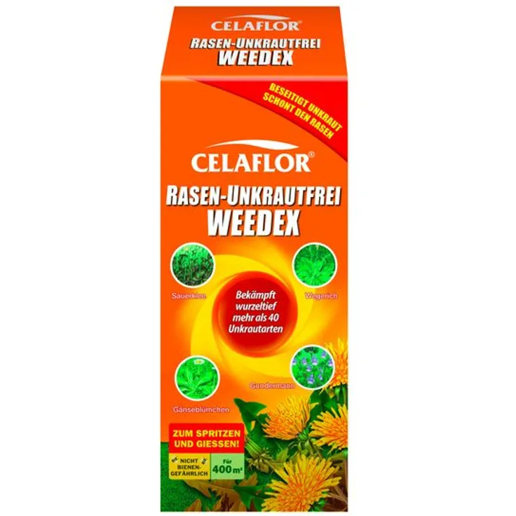 Celaflor Rasen Unkrautfrei Weedex 400 ml Schädlingsbekämpfung, Unkrautvernichter gegen über 40 Unkrautarten, nicht bienengefährlich