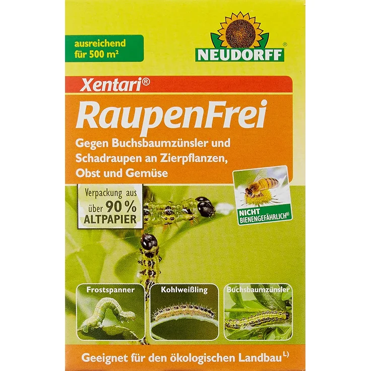 Neudorff Raupenfrei Xentari 25 g gegen Buchsbaumzünsler, Schadraupen an Zierpflanzen, Obst, Gemüse und Wein – Bild 3