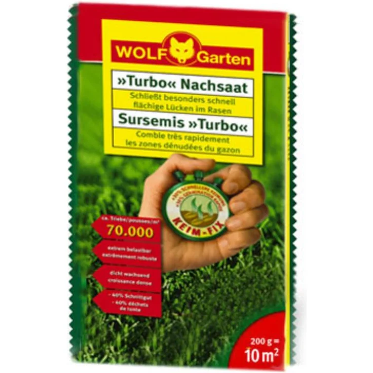 Wolf-Garten Turbo-Nachsaat Rasen 10m² LR10 200g Rasensamen Rasenreparatur – Bild 2
