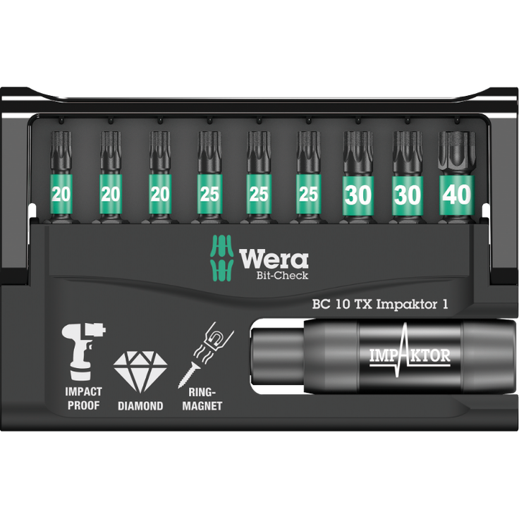 Wera Bit-Sortiment, Bit-Check 10 TX Impaktor 1, 10-teilig, 05057688001 - Preisvergleich – Bild 2