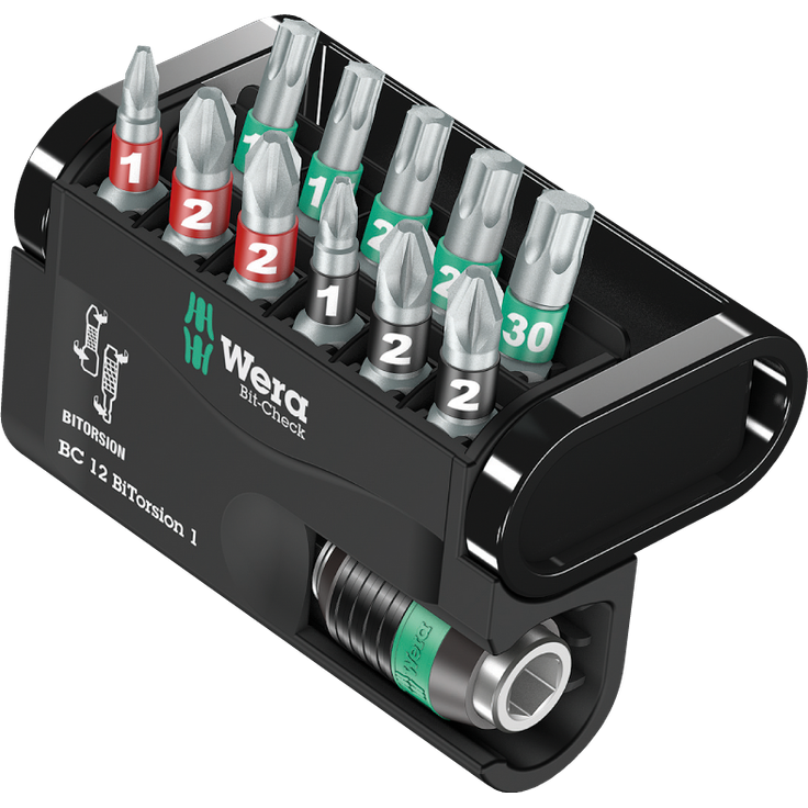 Wera 05057420001 Sortiment, Bit-Check BiTorsion 1, 12-teiliges Bit-Set, 25 mm