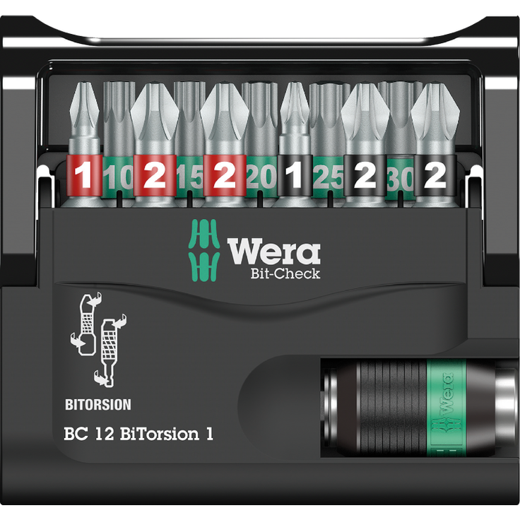 Wera 05057420001 Sortiment, Bit-Check BiTorsion 1, 12-teiliges Bit-Set, 25 mm – Bild 2