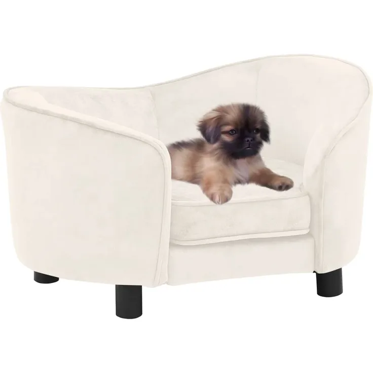 vidaXL Hundesofa Creme 69x49x40 cm Plüsch