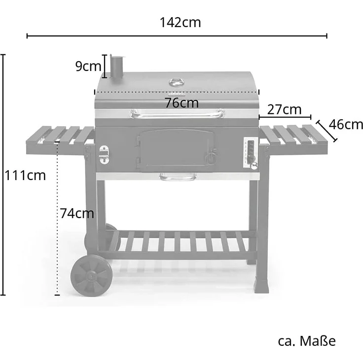 TAINO HERO XXL Smoker Holzkohlegrill Kohlegrill Grillwagen – Bild 4