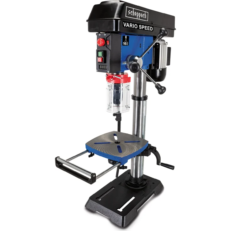 Scheppach Profi Säulenbohrmaschine DP18Vario (550 W, Gusseisen-Konstruktion, stufenlose Drehzahlregulierung, Bohrfutter 16mm, Laser, LED, inkl. Tischverbreiterung) – Bild 12