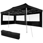 TecTake 800687 Aluminium faltbarer Pavillon Gazebo 6 x 3 m mit 2 Seitenteilen schwarz