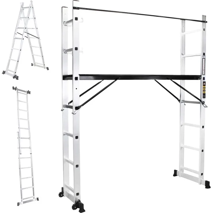 Craftfull Leitergerüst CF-103A Mehrzweckleiter Alu Leiter Gerüst Arbeitsbühne (1.95 Meter 7 Sprossen) - Preisvergleich