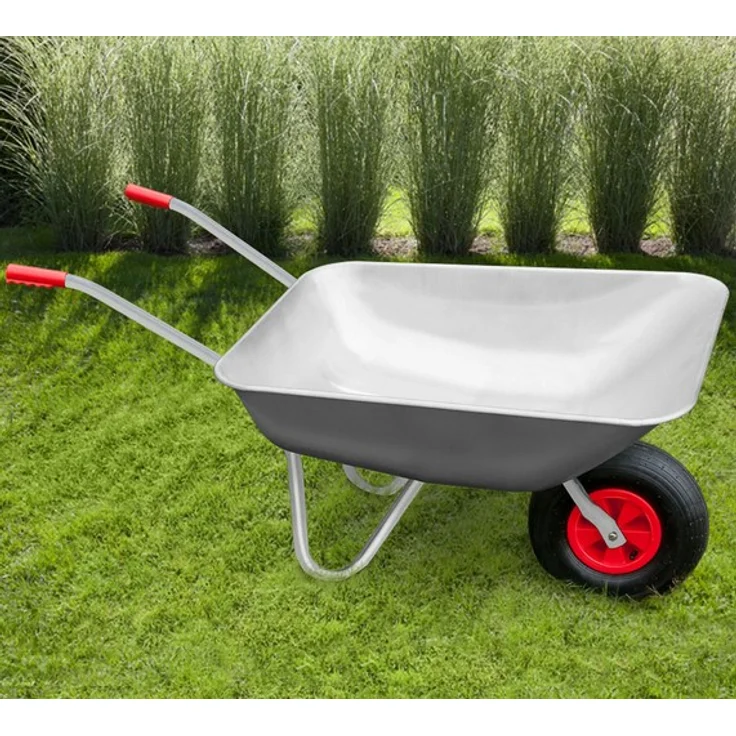 Gardebruk Schubkarre 80L 100kg Belastbarkeit verzinkter Stahlrohrrahmen Bauschubkarre Gartenkarre Schiebkarre – Bild 4