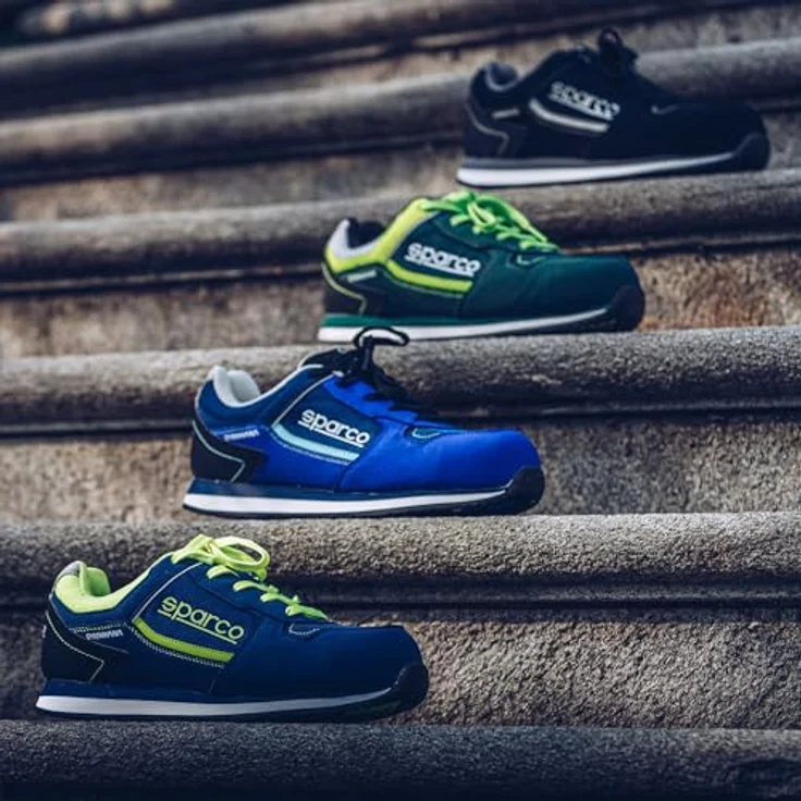 Sparco Gymhana Lando S1P SRC Sicherheitsschuhe, Sneaker-Stil, leicht, Velours-Mikrofaser und Mesh, Hellblau/Blau, Größe 41 – Bild 7