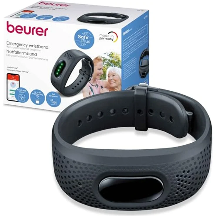 Beurer EC 70 Notfallarmband, 24h Notrufservice, Made in Germany, automatische Sturzerkennung, bis zu 3 Wochen Akkulaufzeit, Kontaktierung von Notfallpersonen oder Notrufdienst, Standortbestimmung – Bild 1