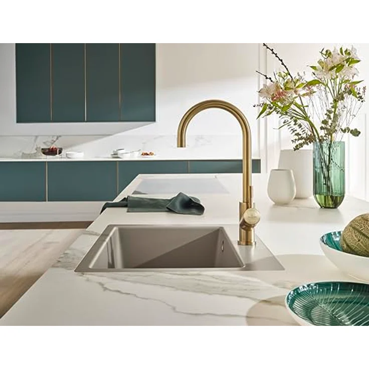 Villeroy & Boch Küchenarmatur 92530003, Edelstahl massiv in Gold, 360° Schwenkbereich, keramische Dichtungen, Durchflussmenge 14,0 l/min – Bild 6