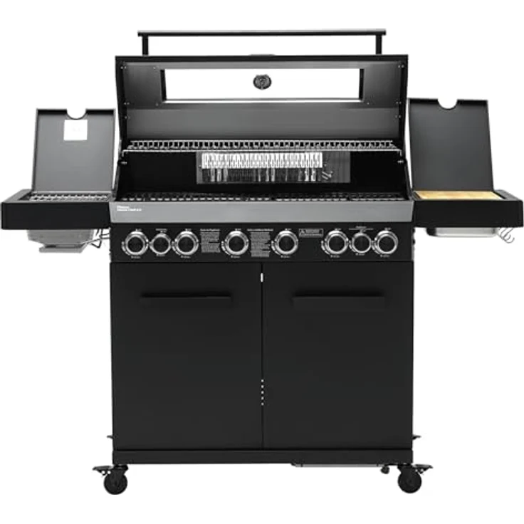 TAINO PLATINUM YAMARA DARK 6+2 Set Gasgrill Stahl 6 Brenner Keramik Sear-Burner Keramik Backburner Piezo-Zündung Abdeckhaube – Bild 5