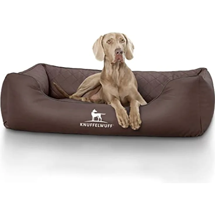 Knuffelwuff Hundebett Kunstleder Hundekorb Hundesofa Hundekissen Hundekörbchen waschbar Milan, XL 105 x 75cm, braun