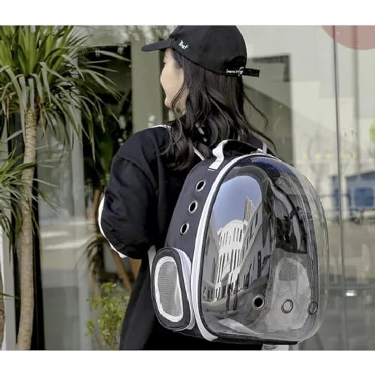 Haustier Rucksack mit transparentem Plexiglas Atmungsaktiv Raumkapsel für 5kg 23309 – Bild 4