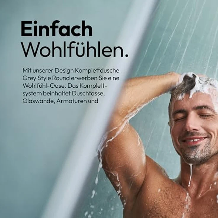 Marwell Komplettdusche Grey Style Rectangle, BxT: 110x80 cm, 5mm gehärtetes Glas – Bild 8