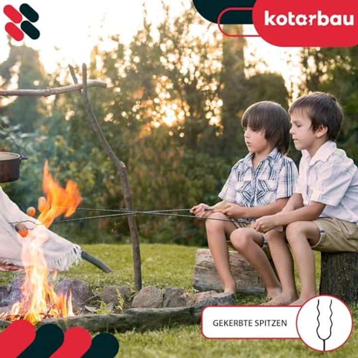 KOTARBAU® 5er Set Grillspieße, 130 cm lange Grillgabeln aus Stahl mit Holzgriff, ideal für Lagerfeuer und Camping – Bild 4