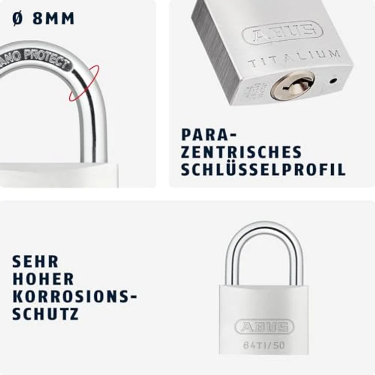 ABUS Vorhangschloss Titalium 64TI-50 gleichschließend – Bild 4