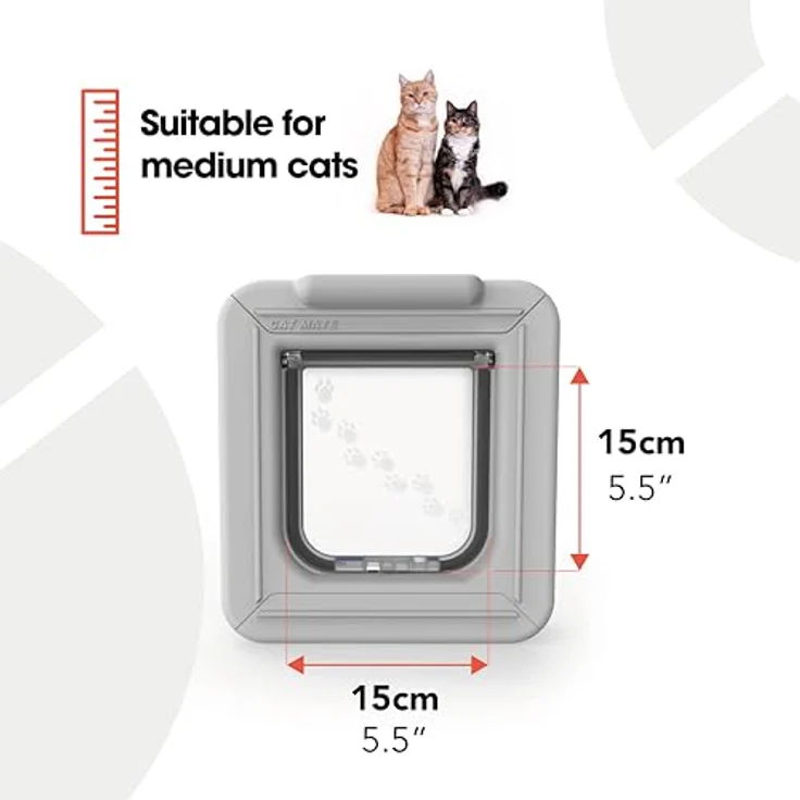 Kerbl Cat Mate® 4-Wege Katzentüre Super Selective, elektronische Katzenklappe mit LCD-Display und Zugangskontrolle für bis zu 9 Katzen, weiß – Bild 4