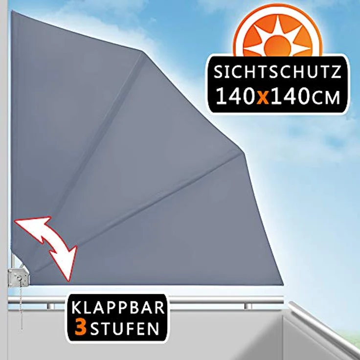 DEUBA Balkonfächer Sichtschutz Balkon Windschutz Balkonsichtschutz Sonnenschutz Sonne anthrazit – Bild 2