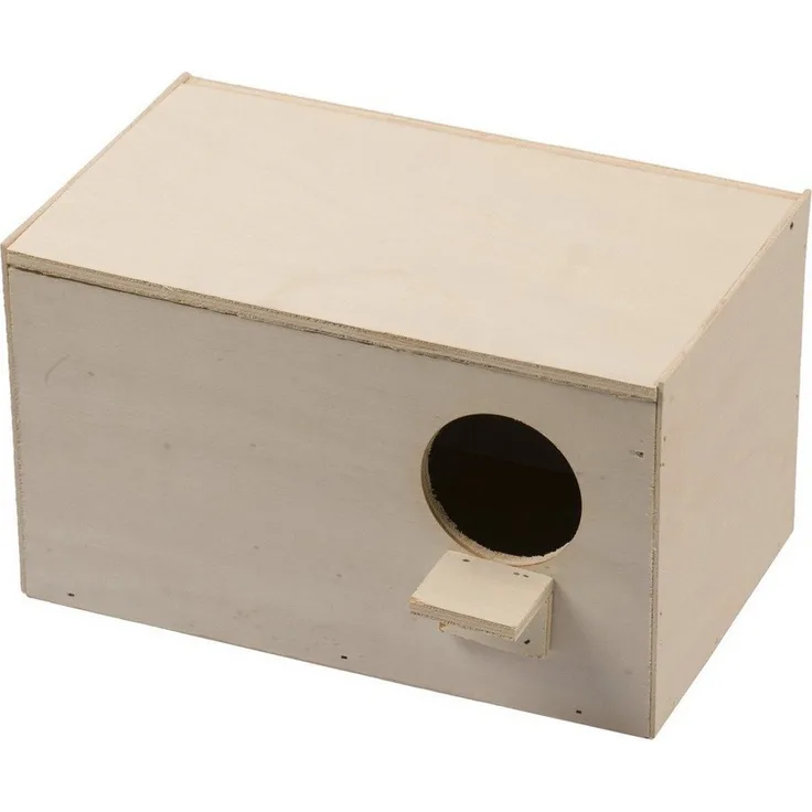 DUVO+ Nistkasten Brutkasten Agapornide horizontal, robuster Vogelhaus mit praktischer Sitzstange
