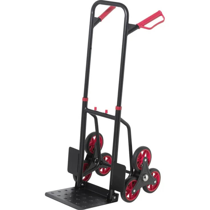 Toolcraft TO-9650166 Treppenkarre klappbar, höhenverstellbar, Stahl, max. Traglast 150 kg, 6 Rollen für Treppensteigen