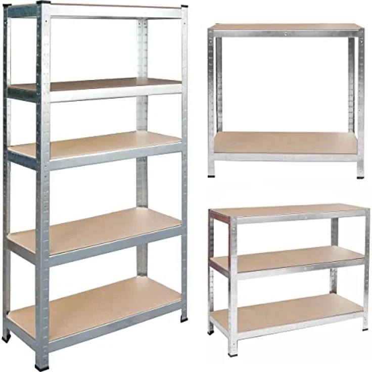 Humberg Lagerregal 2in1 180 x 90 x 40 cm mit 5 Böden Maximale Belastung 500 KG, Schwarz Galvanisiert – Bild 3