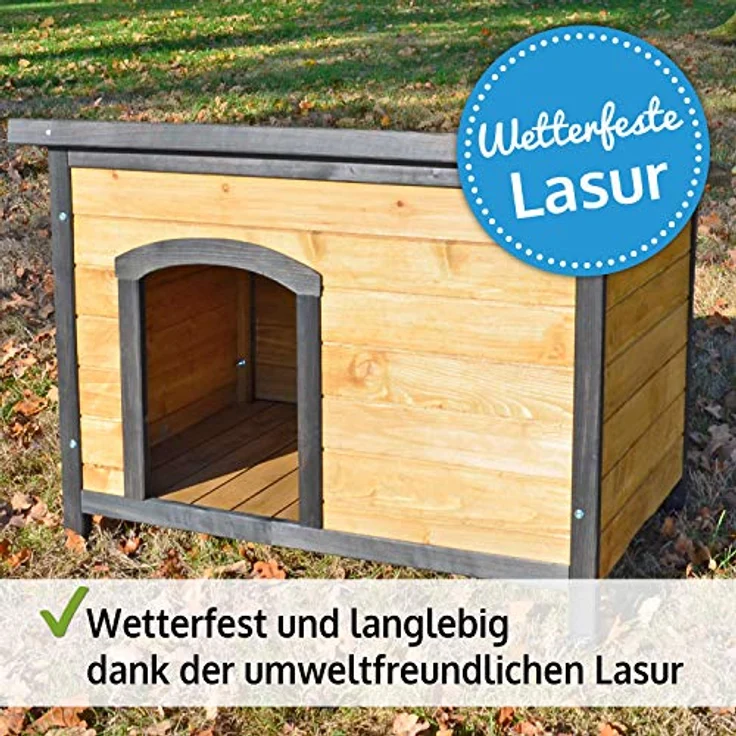 zooprinz Hundehütte Carlo, wetterfest aus massivem Holz mit klappbarem Dach, umweltfreundlich gestrichen, Größe M – Bild 5